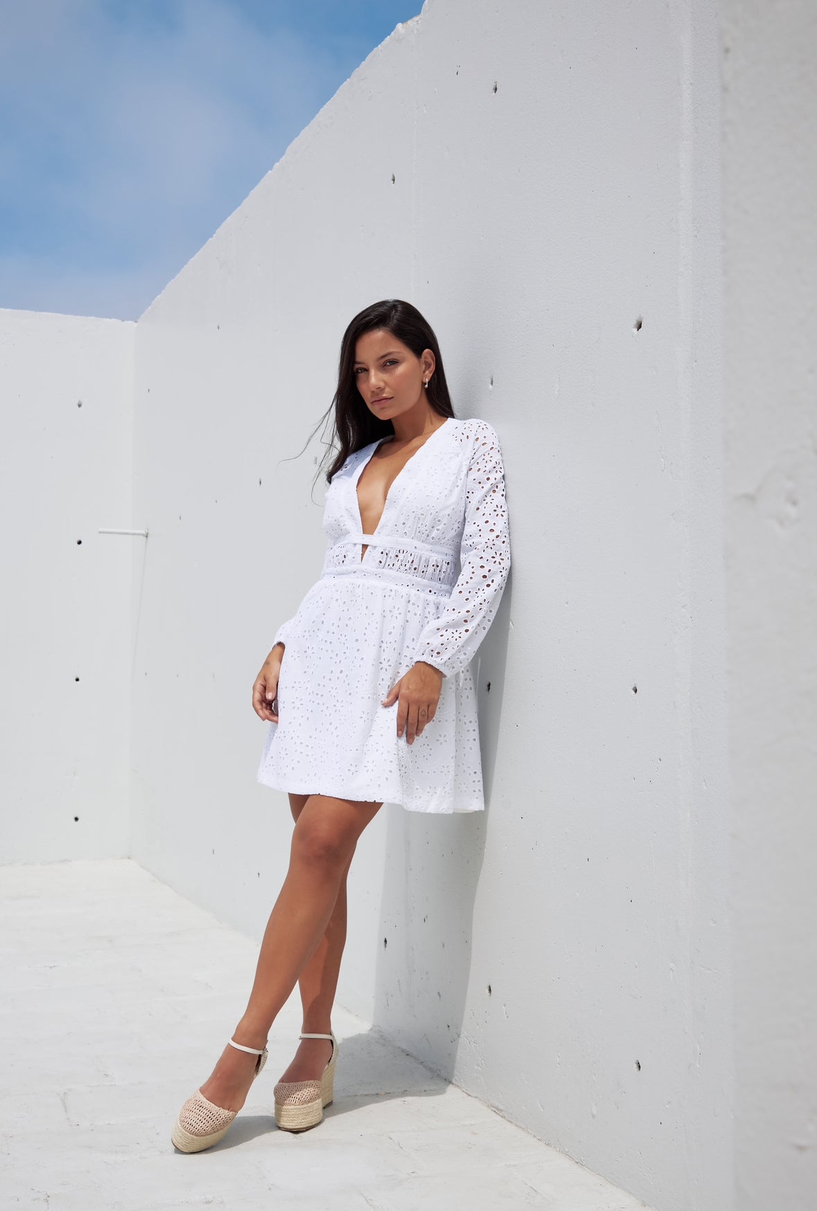 Vestido de broderie Mykonos