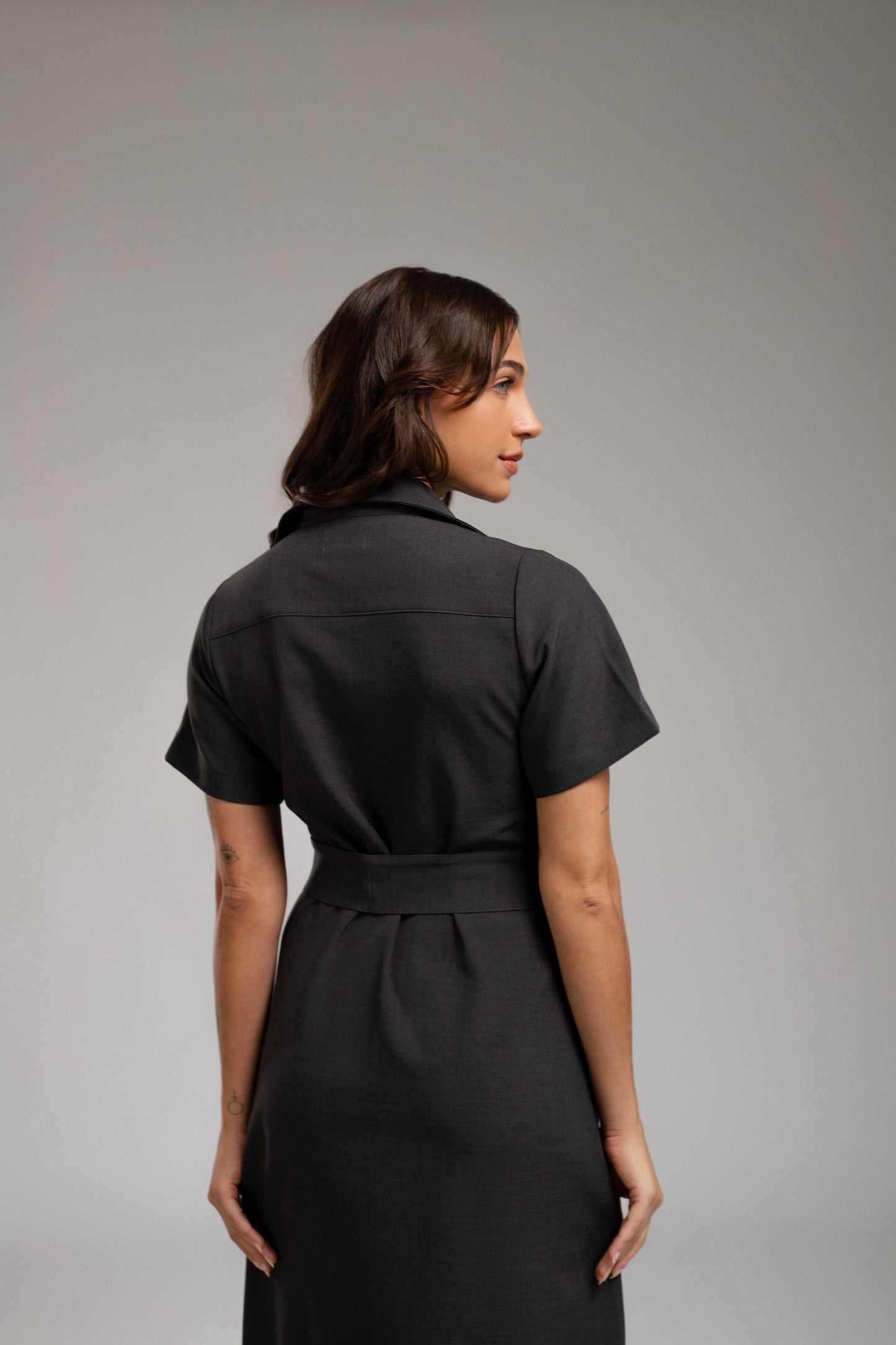 Vestido largo camisero Miranda - Gris