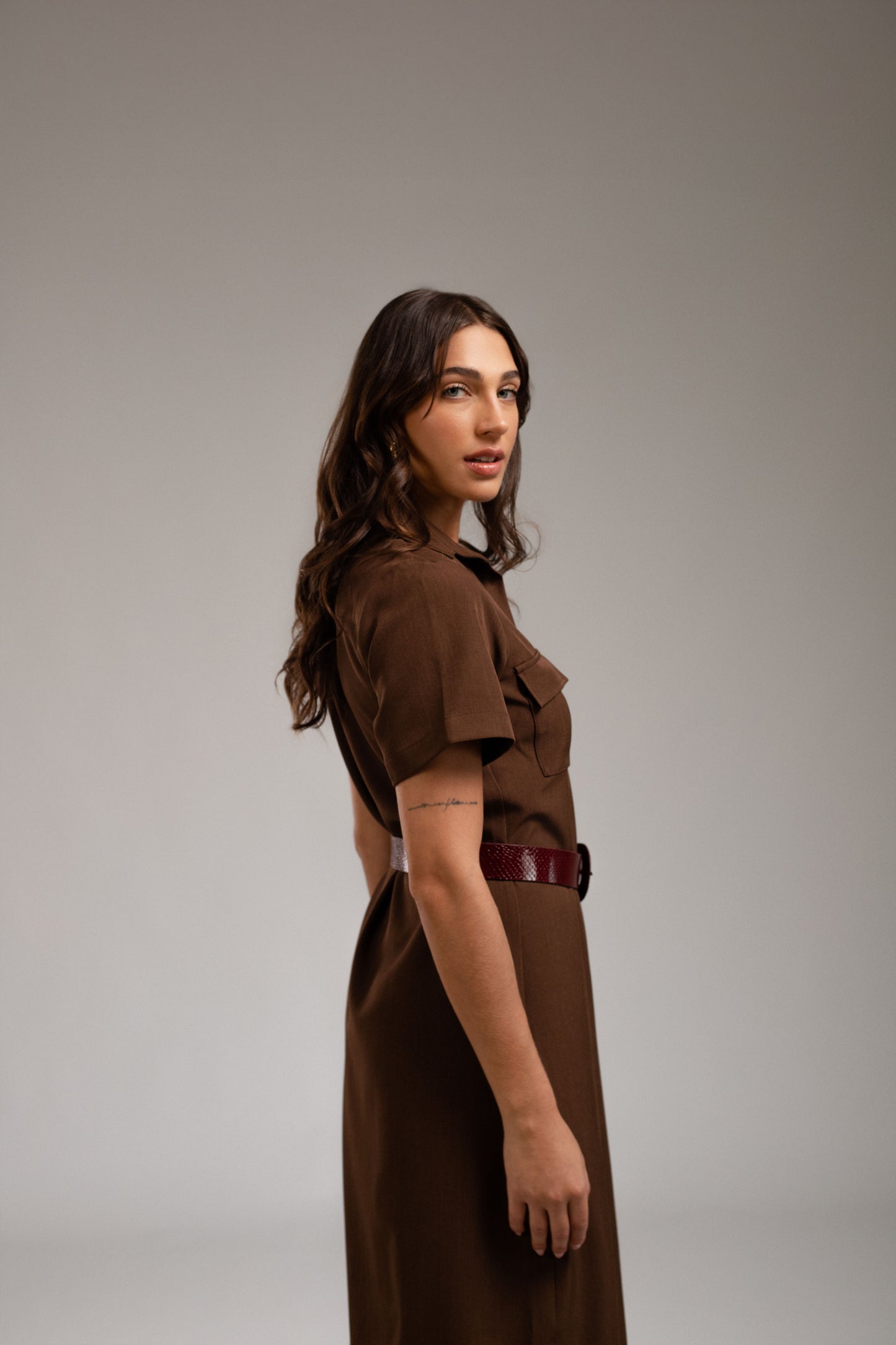 Vestido largo camisero Miranda - Marrón