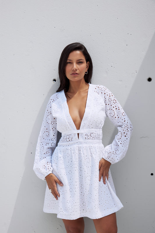 Vestido de broderie Mykonos