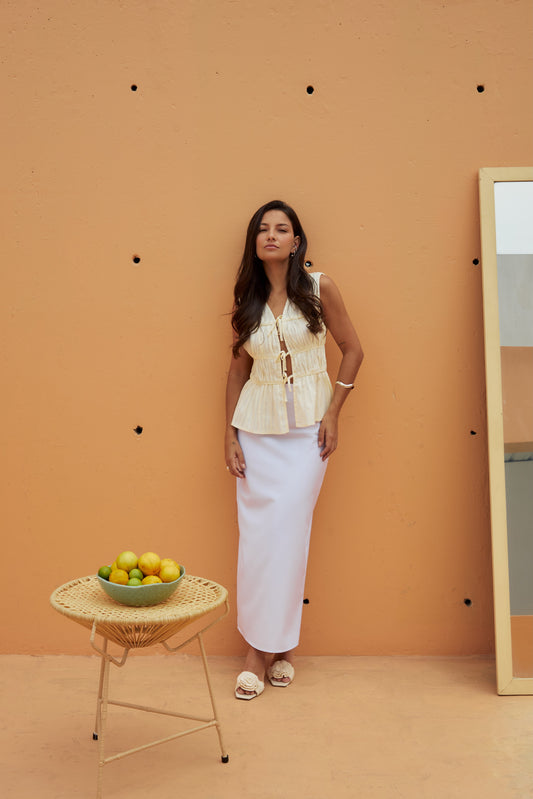 Falda de lino Santorini - Blanca