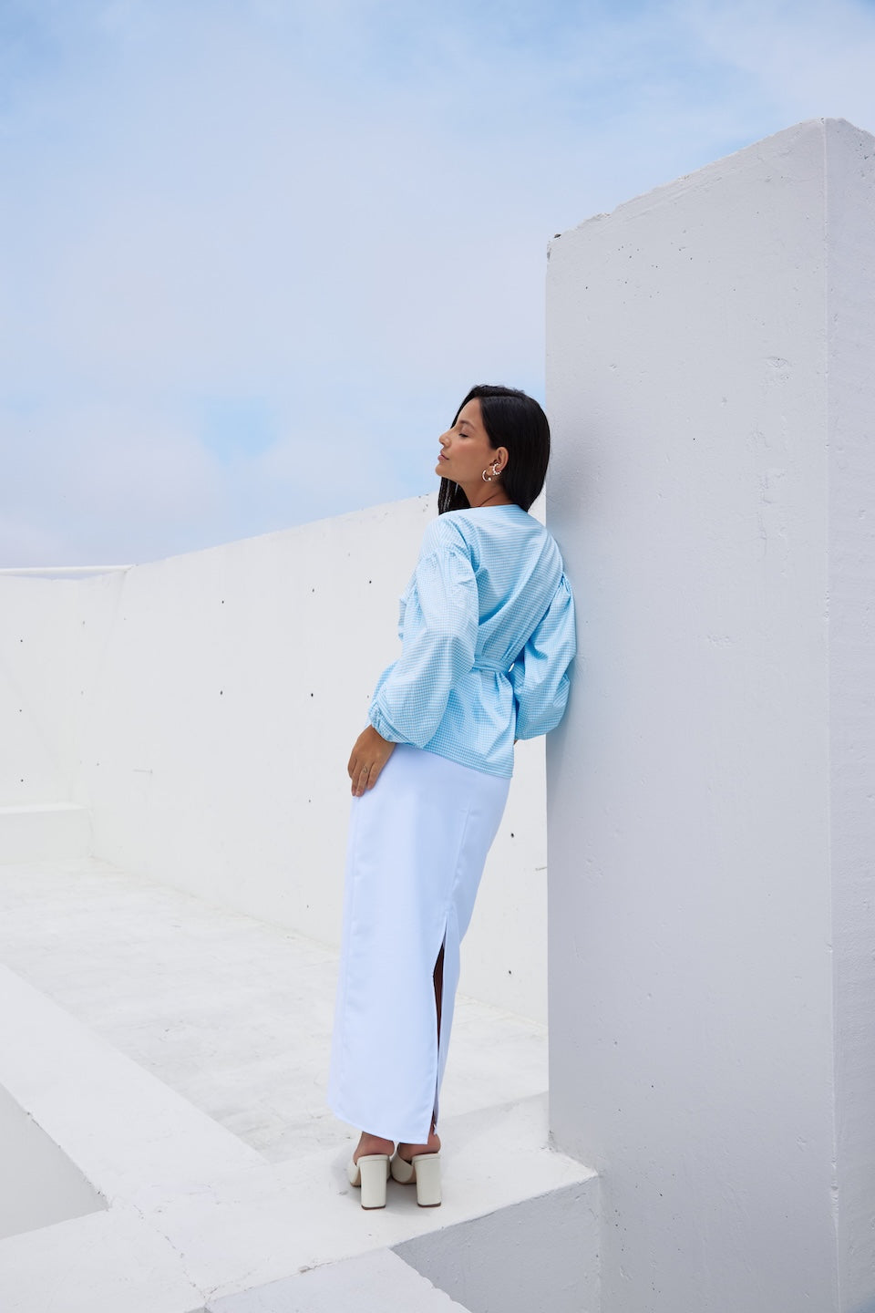 Blusa vichy Amalfi - Celeste