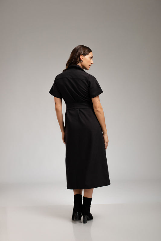 Vestido largo camisero Miranda - Negro