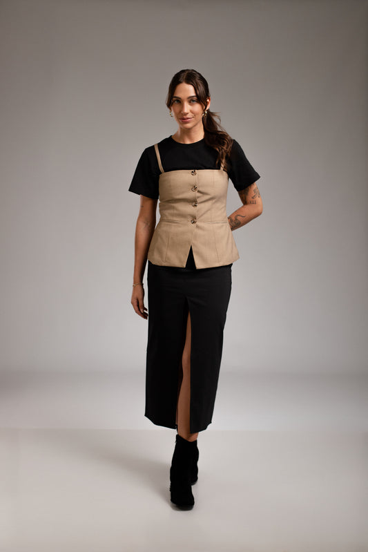 Chaleco de lino Santorini - Caqui